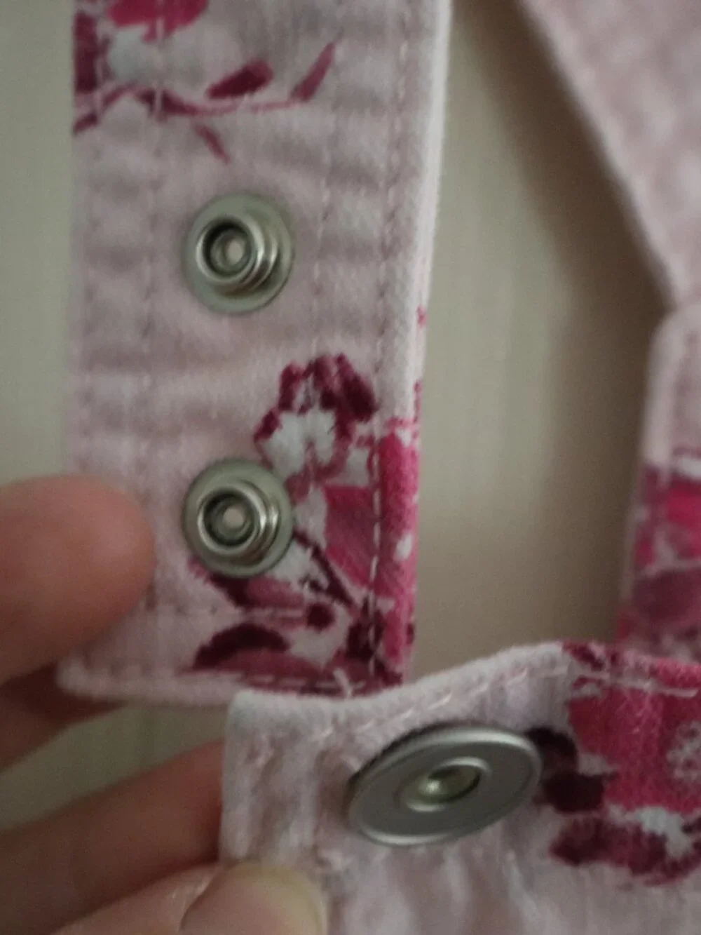 Pink Denim Overalls with floral print and snap closure The Children's Place sz 4